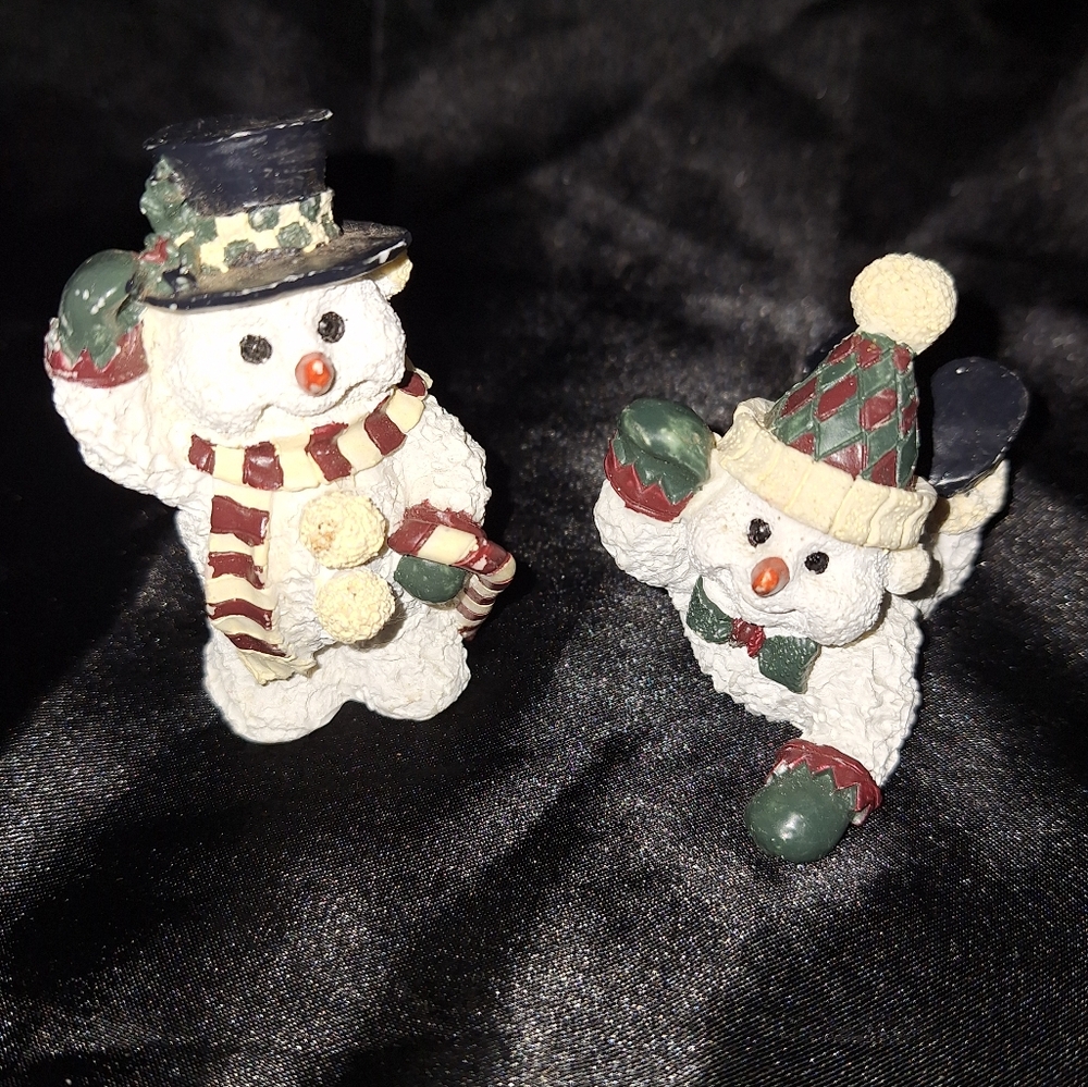 2 Cute Christmas Snowmen~Tender Heart Treasures~3 Inch